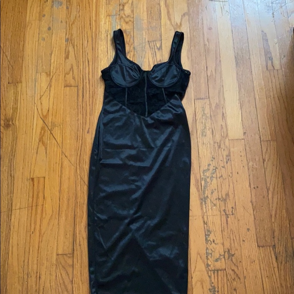 Black Satin Bustier Dress